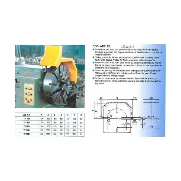 SAFETY GUARD FOR CHUCK OF LATHE IN STEEL WITH MICROSWITCH - TYPE TP - Repar2