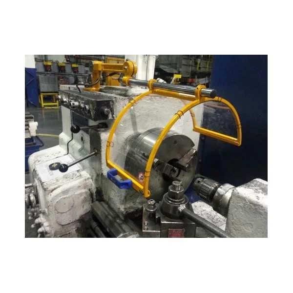 SAFETY GUARD FOR CHUCK OF LATHE IN POLYCARBONATE OR LAMINATED GLASS ON VERTICAL LIFTING ARM WITH MICROSWITCH - TYPE PT - Repar2