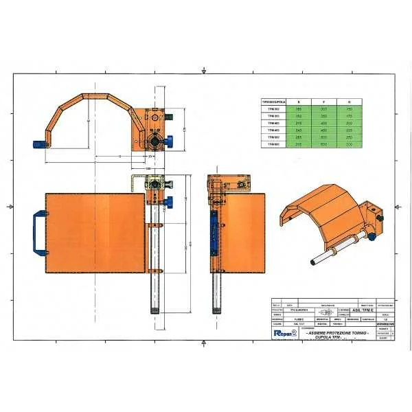 SAFETY GUARD FOR CHUCK OF LATHE IN METAL WITH MICROSWITCH - TYPE TFM - Repar2