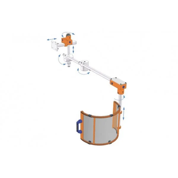 Vertical polycarbonate milling spindle guard on articulated arm with 2 microswitches and LED lighting - type FA/L - Repar2