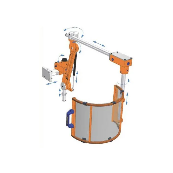 Verticale freesspilbeschermer van polycarbonaat op scharnierarm met 3 microschakelaars en Led-verlichting - type FAB/L - Repar2